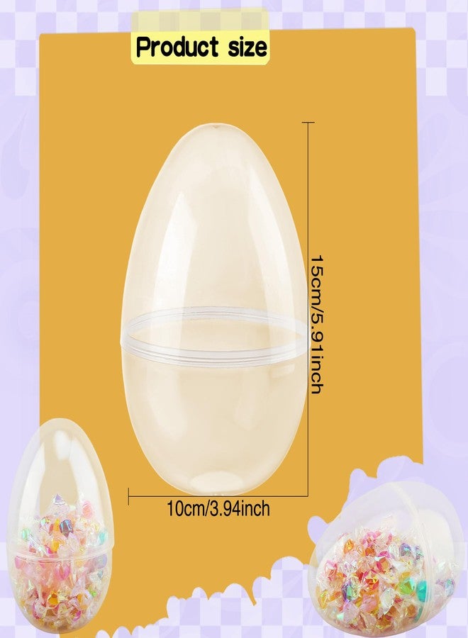 Restroma 10 Pcs 6 Inch Large Clear Plastic Eggs Transparent Easter Eggs Fillable Big Plastic Egg for Easter Hunt Party Decoration - Image 2